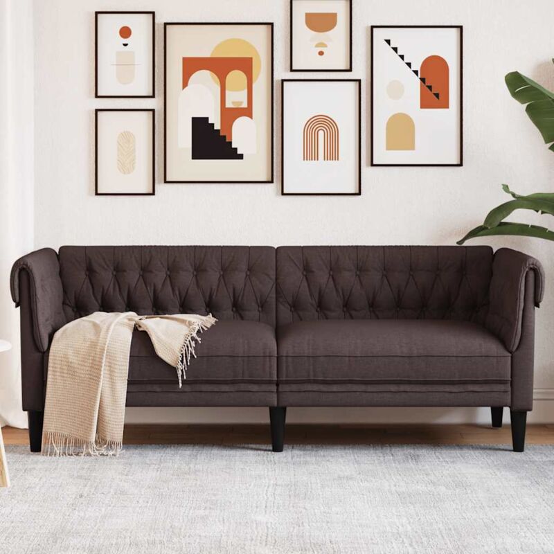 foto del prodotto vidaxl divano chesterfield a 3 posti marrone scuro in tessuto