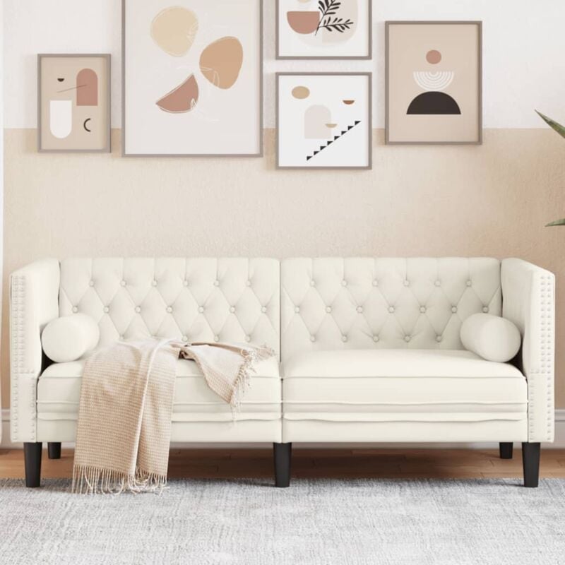 foto del prodotto vidaxl divano chesterfield con rinforzi 2 posti crema in velluto