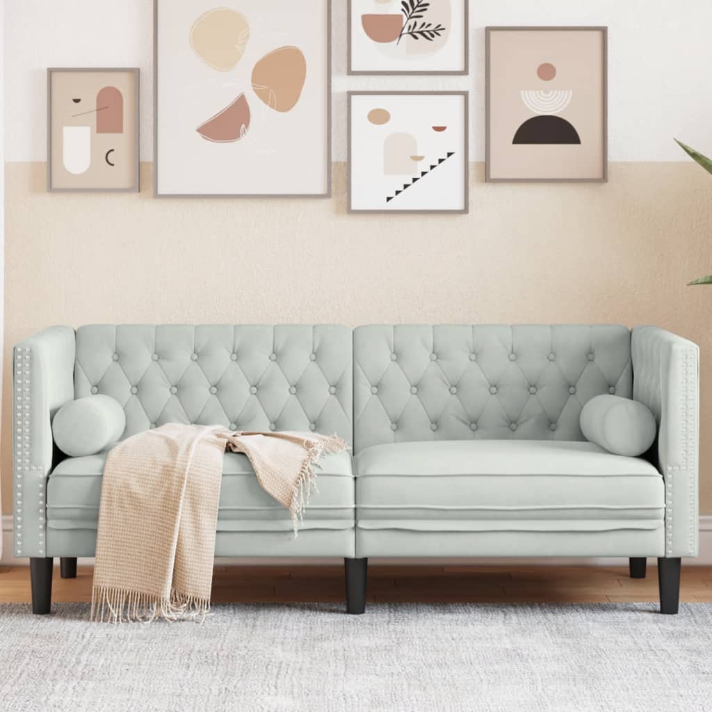 foto del prodotto vidaxl divano chesterfield con rinforzi 2 posti grigio chiaro velluto