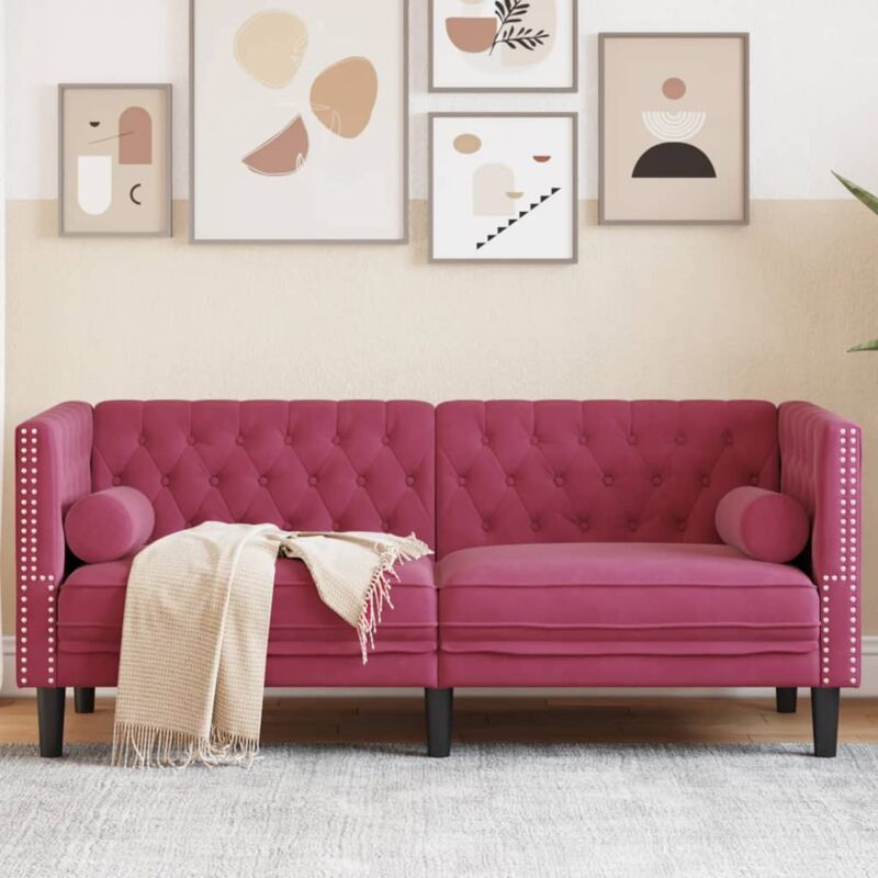 foto del prodotto vidaxl divano chesterfield con rinforzi 2 posti rosso vino in velluto
