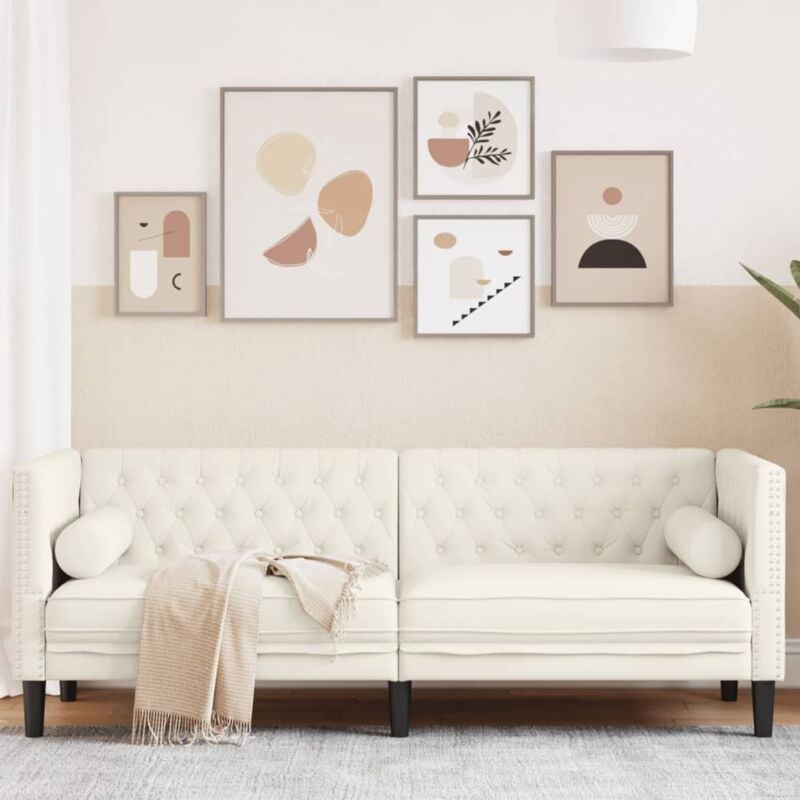 foto del prodotto vidaxl divano chesterfield con rinforzi 3 posti crema in velluto