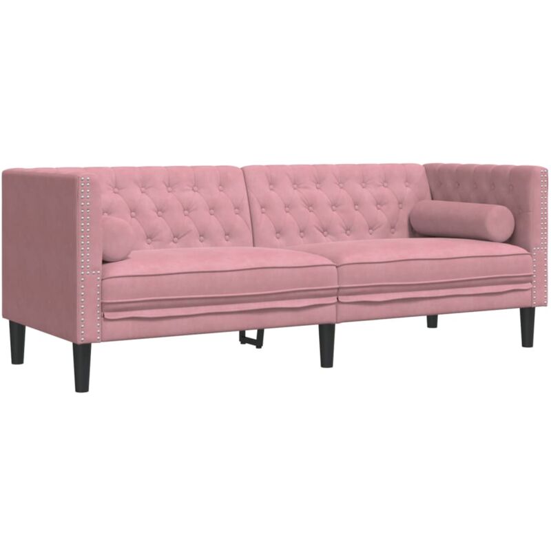 foto del prodotto vidaxl divano chesterfield con rinforzi a 3 posti rosa in velluto