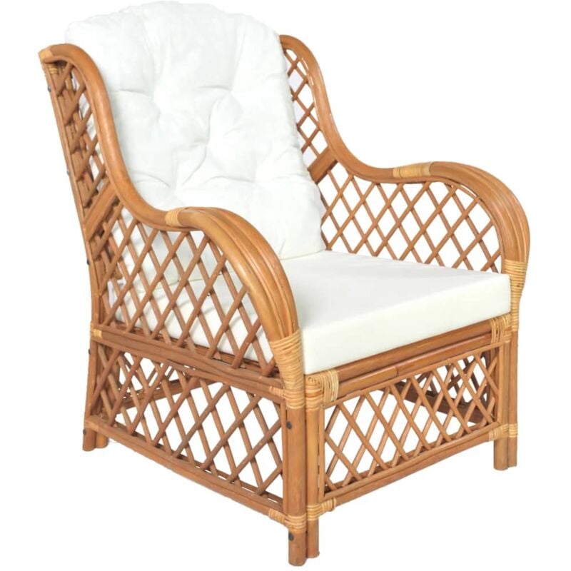 foto del prodotto vidaxl divano con cuscino marrone chiaro in rattan naturale e lino