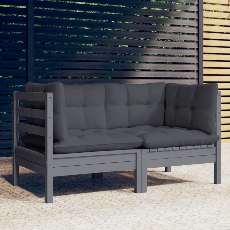 foto del prodotto vidaxl divano da giardino 2 posti con cuscini antracite legno di pino