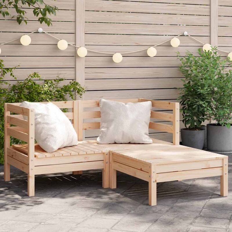 foto del prodotto vidaxl divano da giardino 2 posti con poggiapiedi legno massello pino