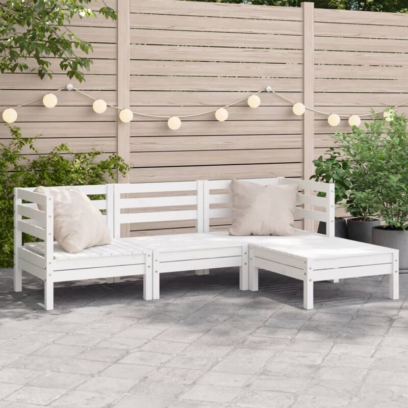 foto del prodotto vidaxl divano da giardino 3 posti con poggiapiedi bianco massello pino