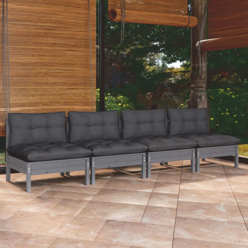 foto del prodotto vidaxl divano da giardino 4 posti con cuscini antracite legno di pino