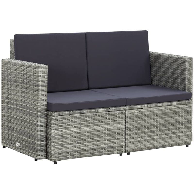 foto del prodotto vidaxl divano da giardino a 2 posti con cuscini grigio in polyrattan