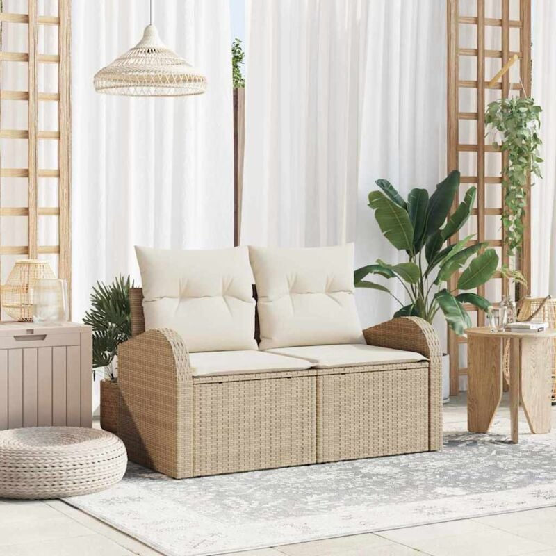 foto del prodotto vidaxl divano da giardino a 2 posti con cuscini in polyrattan beige
