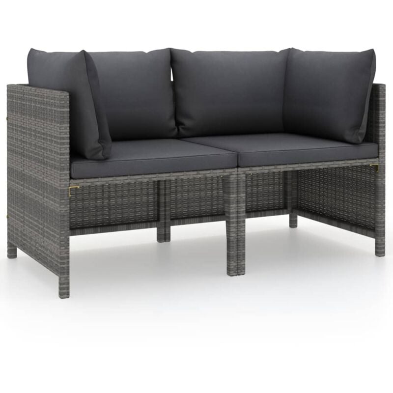 foto del prodotto vidaxl divano da giardino a 2 posti con cuscini in polyrattan grigio