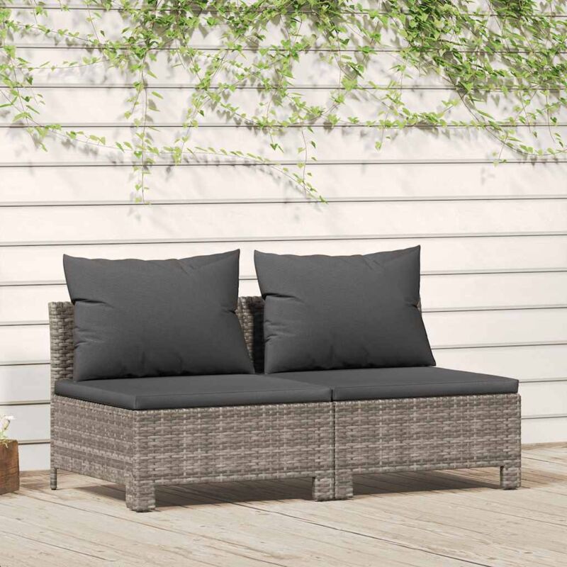 foto del prodotto vidaxl divano da giardino a 2 posti con cuscini in polyrattan grigio