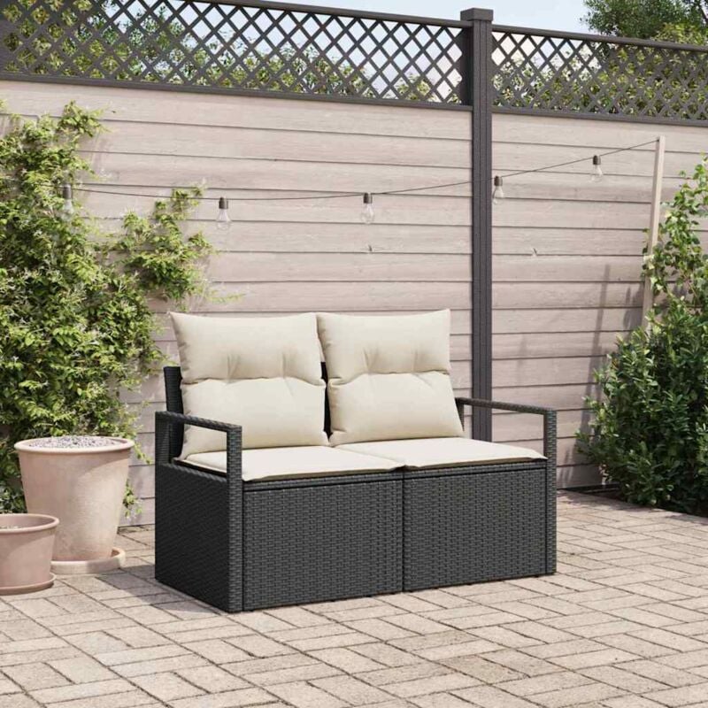 foto del prodotto vidaxl divano da giardino a 2 posti con cuscini in polyrattan nero