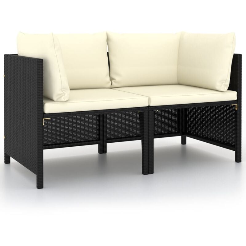 foto del prodotto vidaxl divano da giardino a 2 posti con cuscini nero in polyrattan