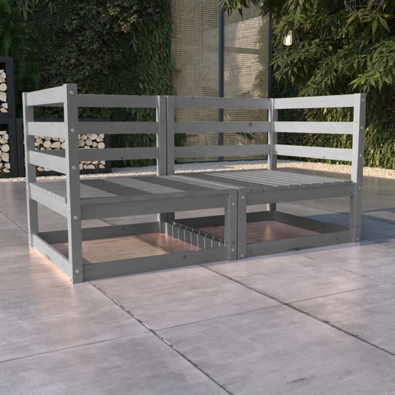 foto del prodotto vidaxl divano da giardino a 2 posti grigio in legno massello di pino