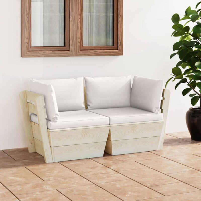 foto del prodotto vidaxl divano da giardino a 2 posti su pallet con cuscini legno abete 629337