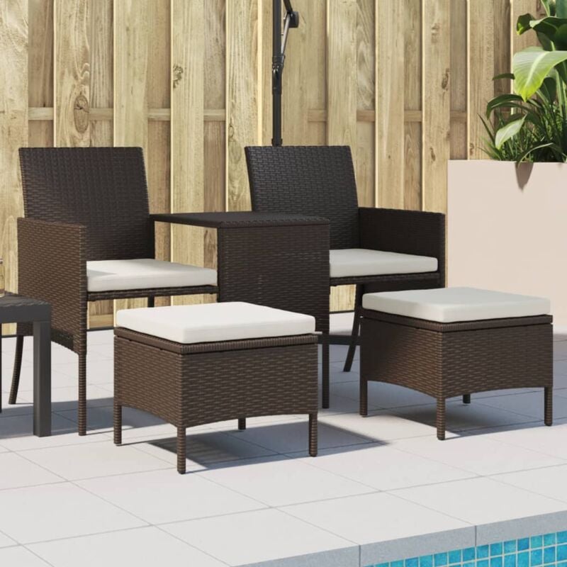 foto del prodotto vidaxl divano da giardino a 2 posti tavolino e pouf polyrattan marrone