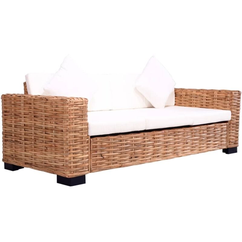 foto del prodotto vidaxl divano da giardino a 3 posti in rattan naturale