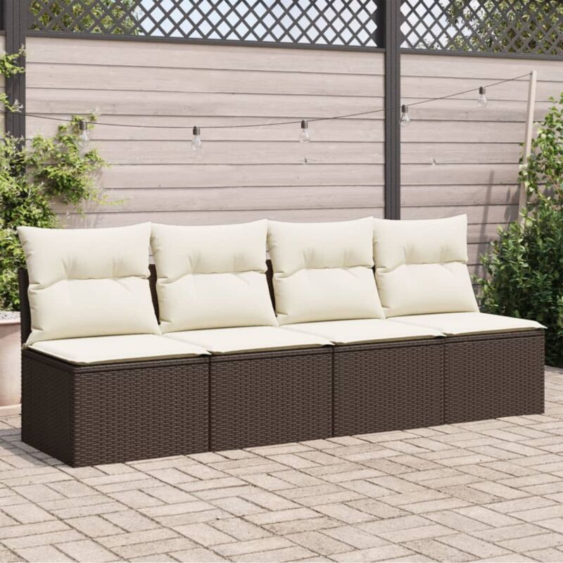 foto del prodotto vidaxl divano da giardino a 4 posti con cuscini in polyrattan marrone