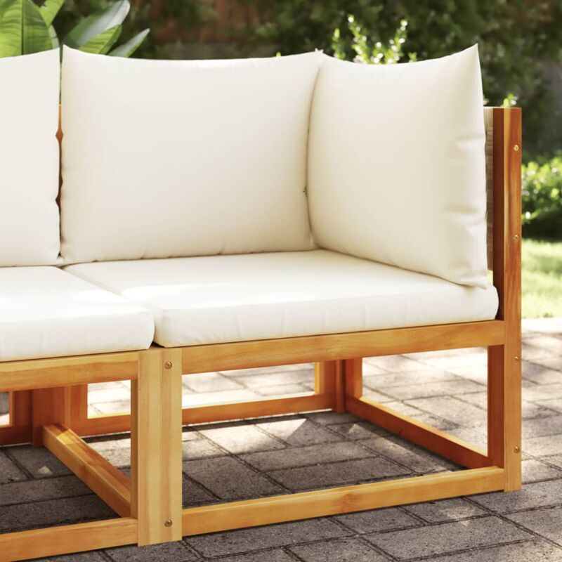foto del prodotto vidaxl divano da giardino angolare con cuscini in legno di acacia e rattan