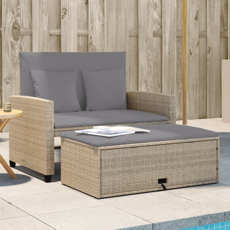 foto del prodotto vidaxl divano da giardino con cuscini a 2 posti beige in polyrattan
