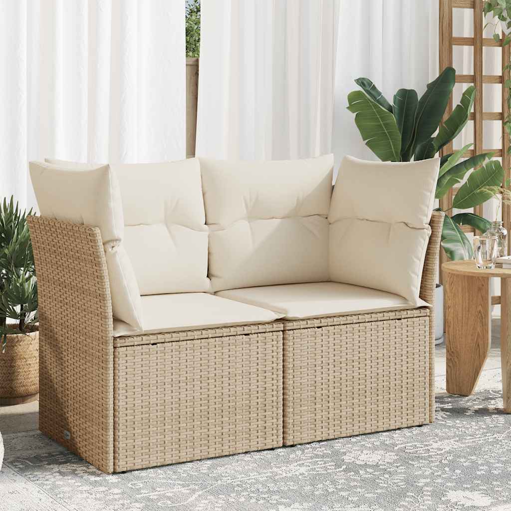 foto del prodotto vidaxl divano da giardino con cuscini a 2 posti beige in polyrattan
