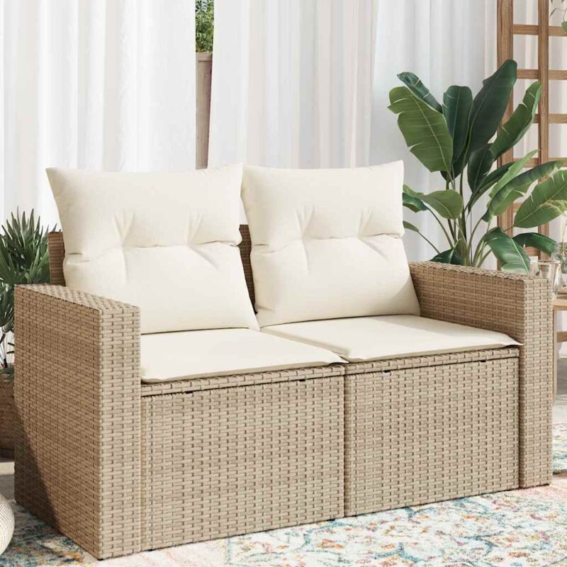 foto del prodotto vidaxl divano da giardino con cuscini a 2 posti beige in polyrattan
