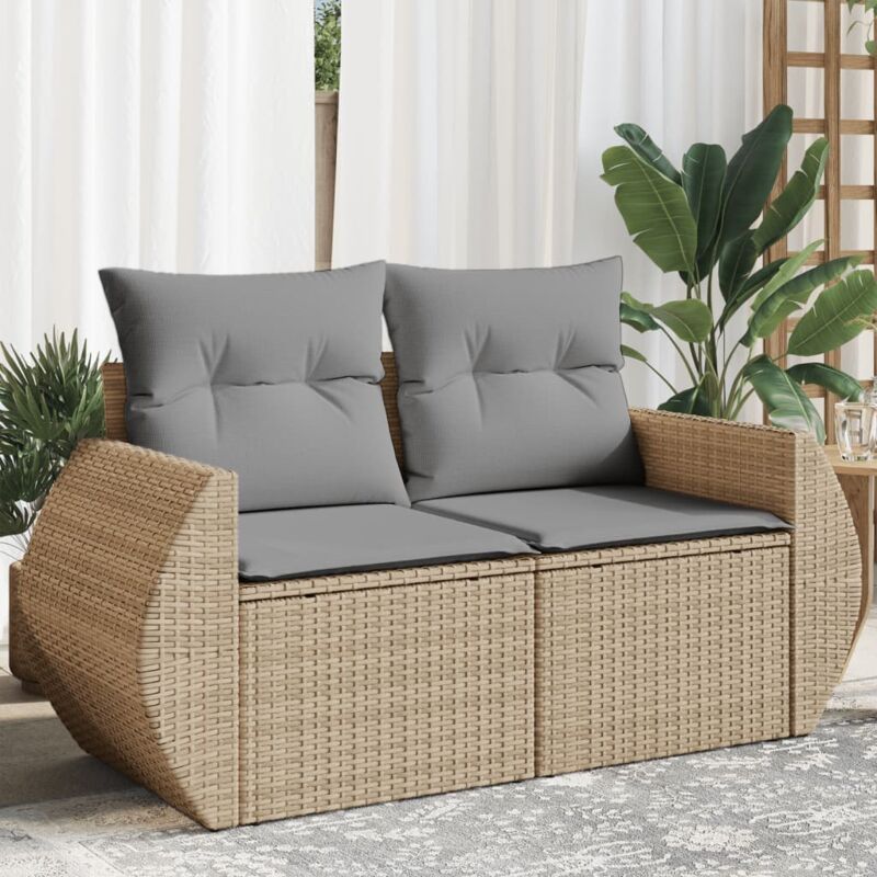foto del prodotto vidaxl divano da giardino con cuscini a 2 posti beige in polyrattan