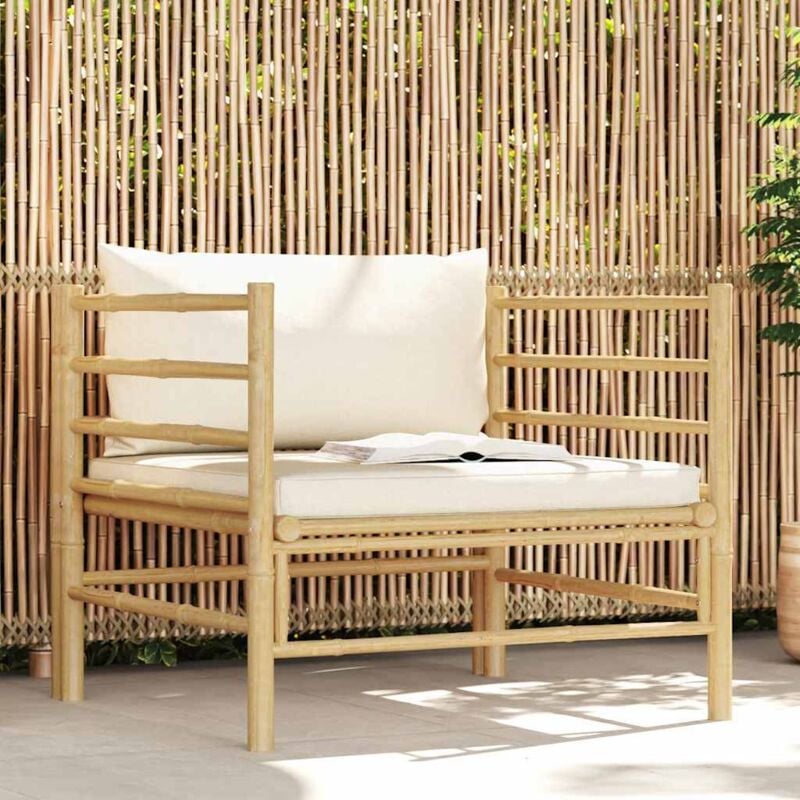 foto del prodotto vidaxl divano da giardino con cuscini bianco crema in bamb 