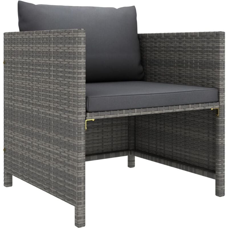 foto del prodotto vidaxl divano da giardino con cuscini grigio in polyrattan