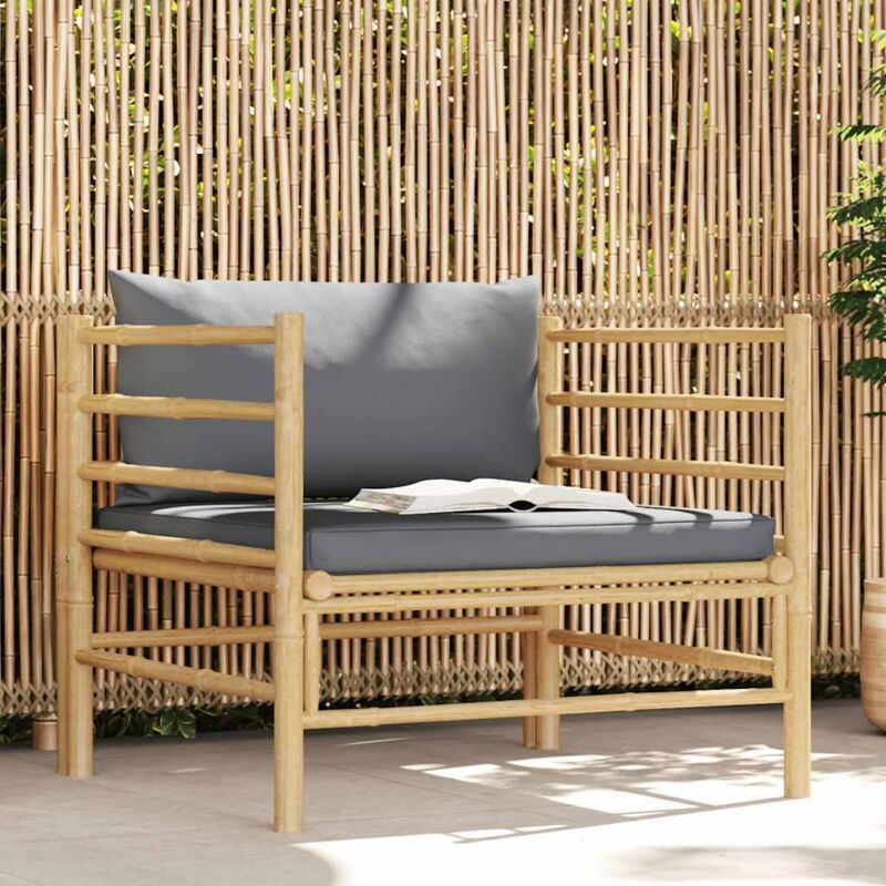 foto del prodotto vidaxl divano da giardino con cuscini grigio scuro in bamb 