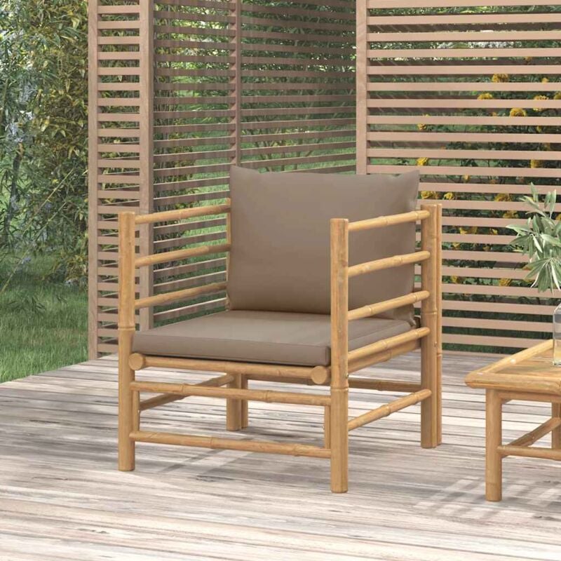 foto del prodotto vidaxl divano da giardino con cuscini tortora in bamb 