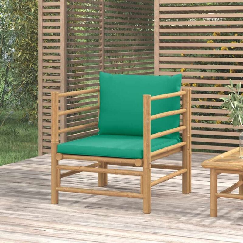 foto del prodotto vidaxl divano da giardino con cuscini verdi in bamb 