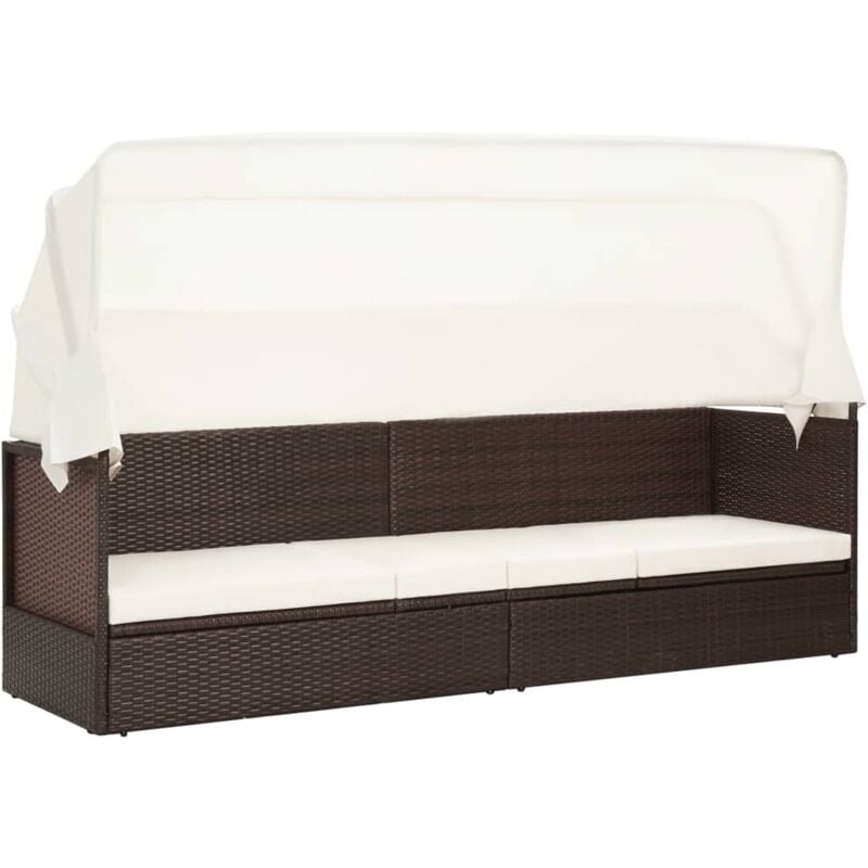 foto del prodotto vidaxl divano da giardino con tettoia in polyrattan marrone