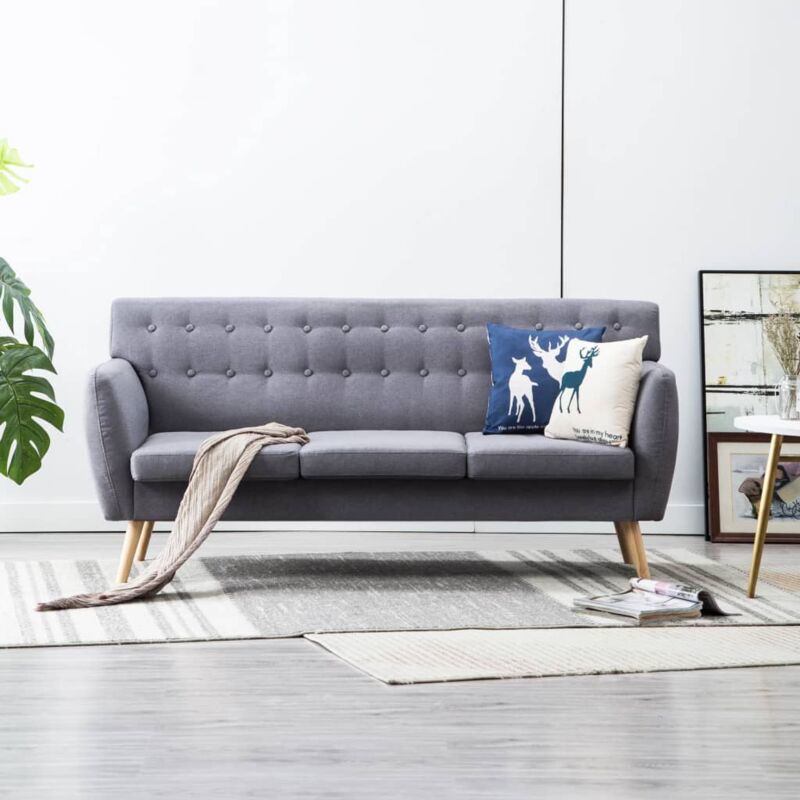 foto del prodotto vidaxl divano da salotto design elegante a 3 posti in stoffa imbottito moderno vari colori colore grigio chiaro