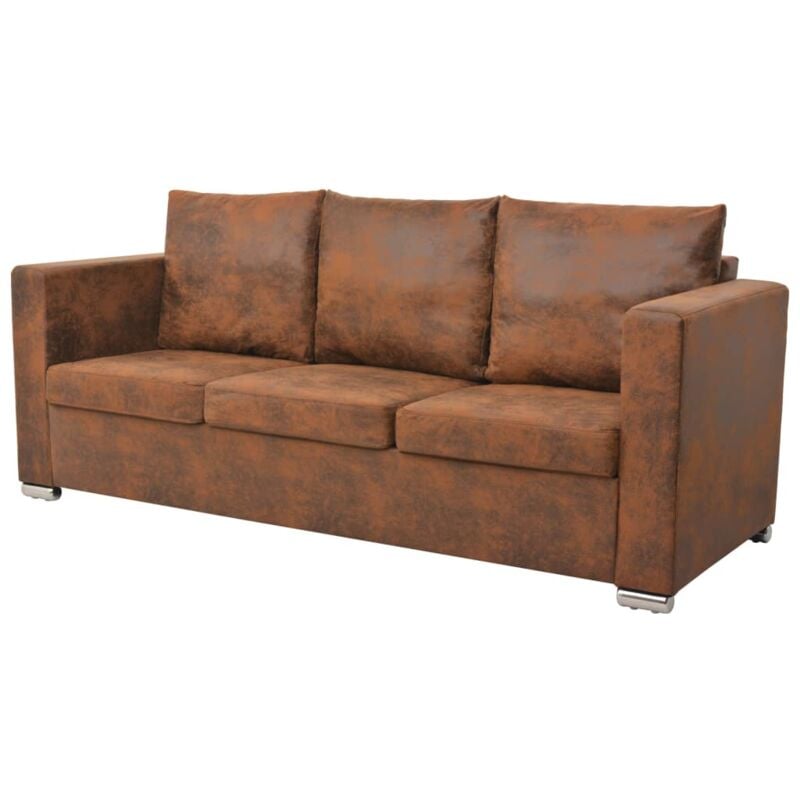 foto del prodotto vidaxl divano elegante moderno in ecopelle scamosciata marrone vari modelli modelli 3 posti