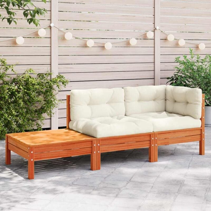 foto del prodotto vidaxl divano giardino con cuscini e poggiapiedi legno massello pino