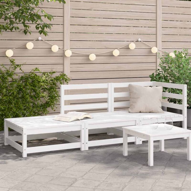 foto del prodotto vidaxl divano giardino con poggiapiedi 2 posti massello pino bianco