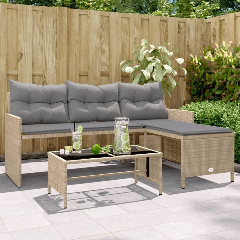 foto del prodotto vidaxl divano giardino con tavolo e cuscini a l beige misto polyrattan