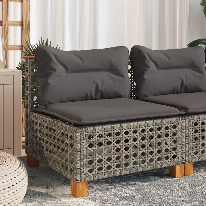 foto del prodotto vidaxl divano giardino senza braccioli con cuscini grigio polyrattan