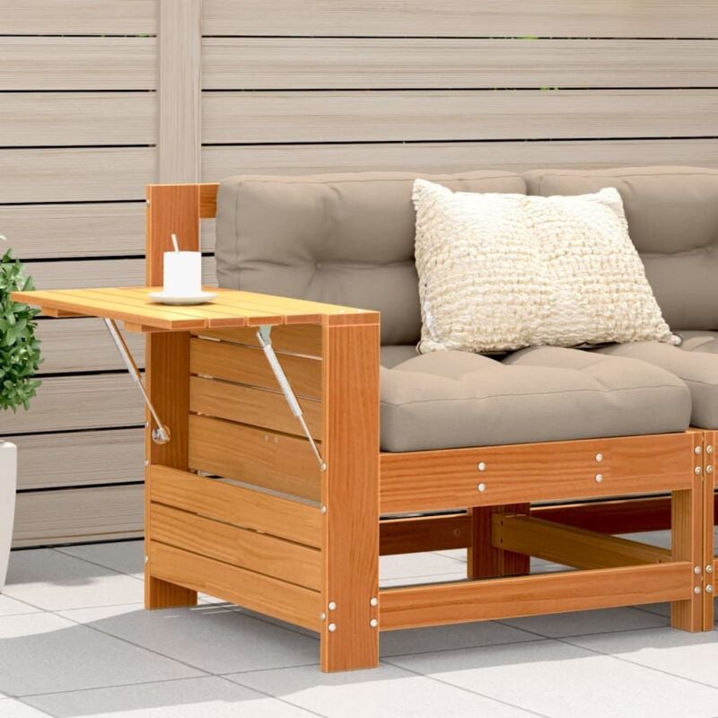 foto del prodotto vidaxl divano giardino senza braccioli con cuscino marrone cera pino