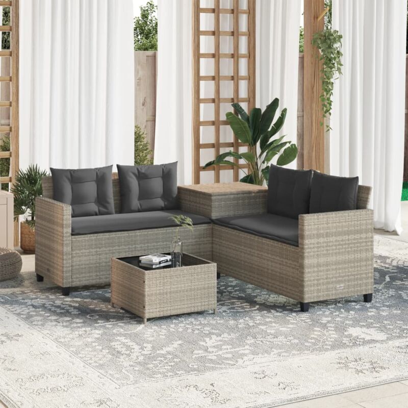 foto del prodotto vidaxl divano giardino tavolo e cuscini a l grigio chiaro polyrattan