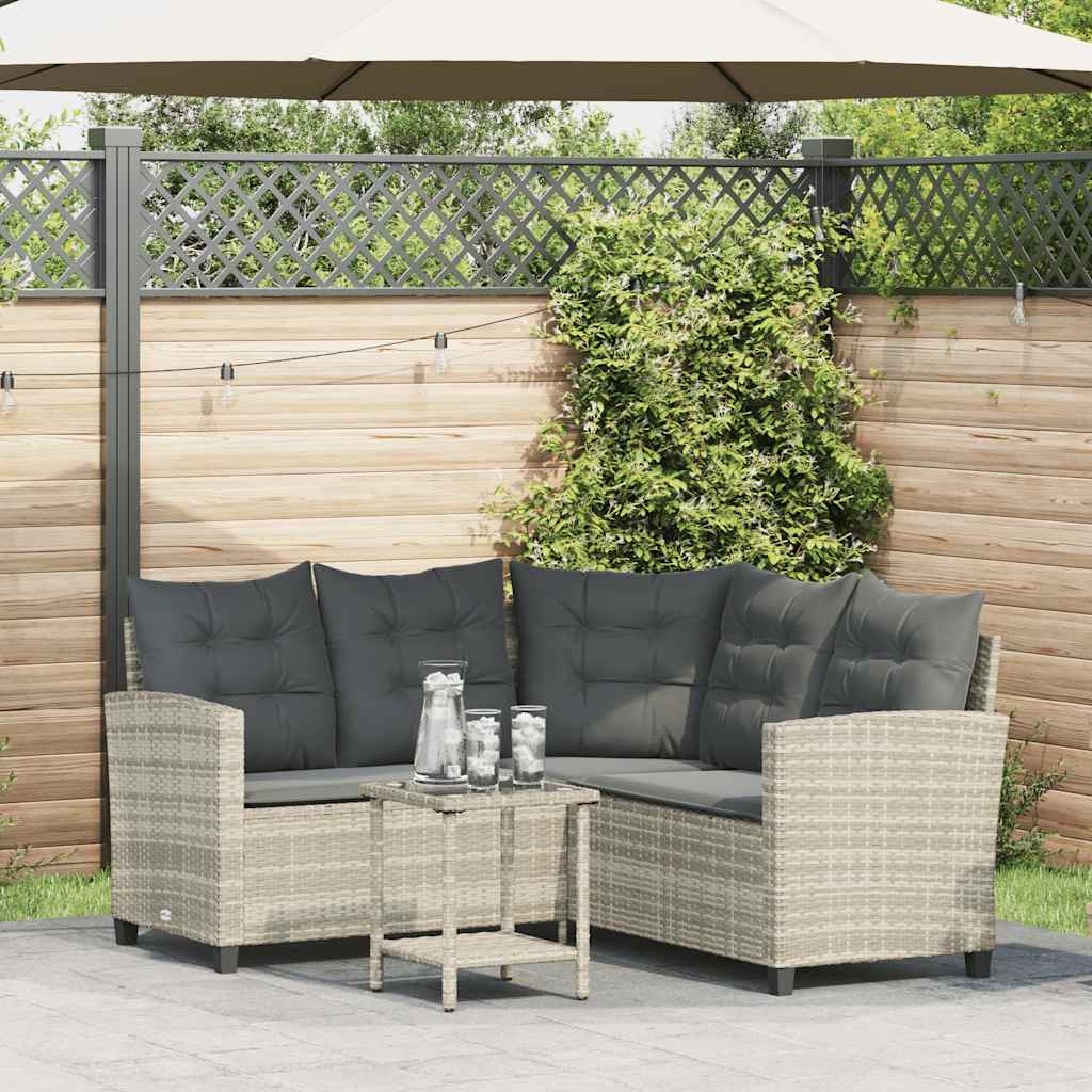 foto del prodotto vidaxl divano giardino tavolo e cuscini a l grigio chiaro polyrattan