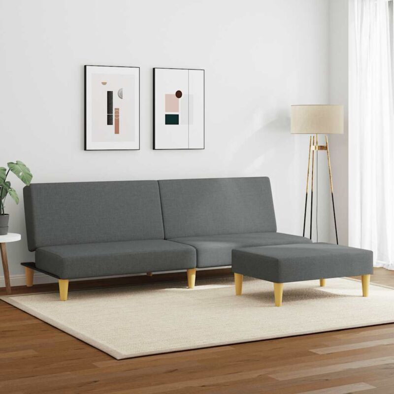 foto del prodotto vidaxl divano letto 2 posti con poggiapiedi grigio scuro in tessuto