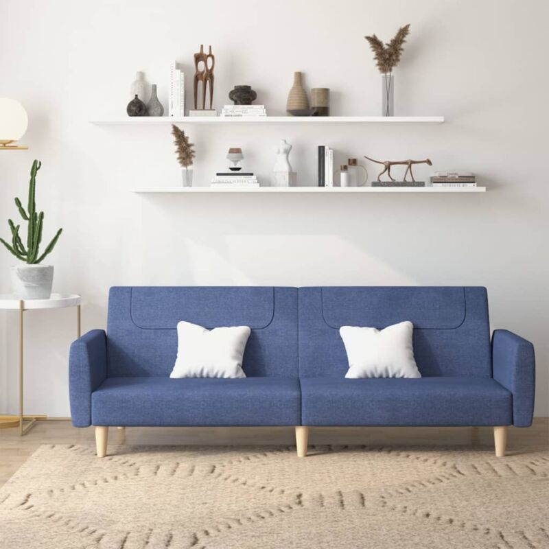 foto del prodotto vidaxl divano letto a 2 posti blu in tessuto