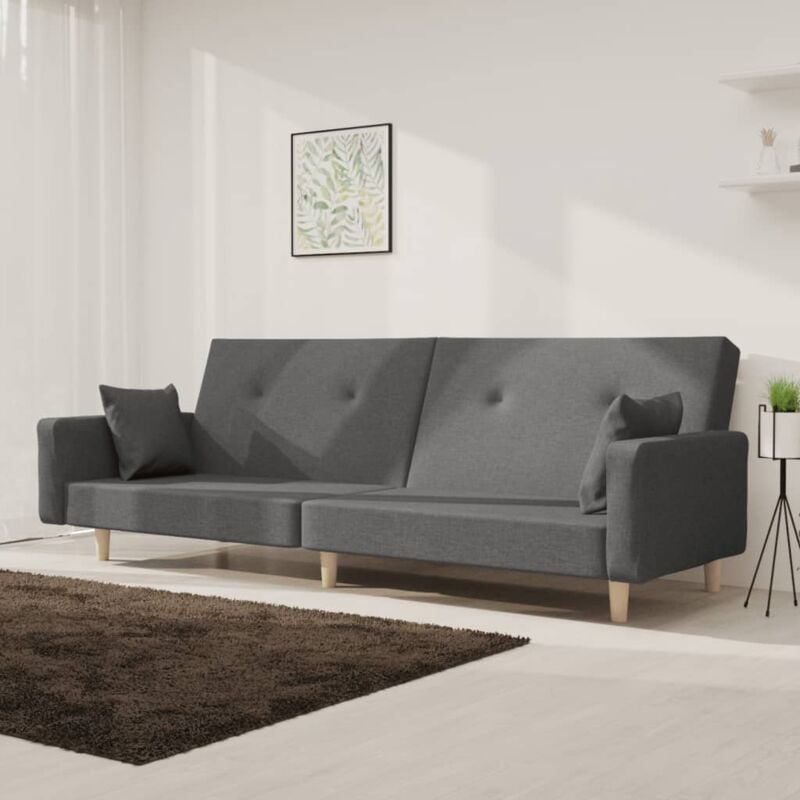 foto del prodotto vidaxl divano letto a 2 posti con 2 cuscini grigio chiaro in tessuto 118255