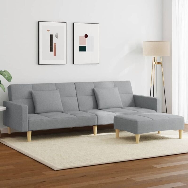 foto del prodotto vidaxl divano letto a 2 posti con poggiapiedi grigio chiaro in tessuto 773533