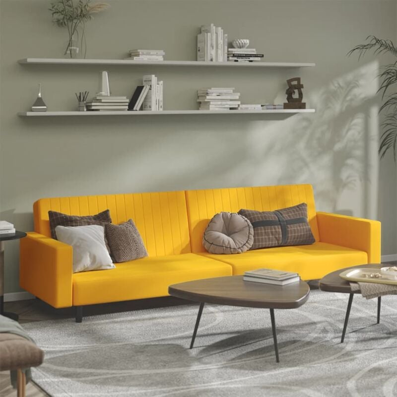 foto del prodotto vidaxl divano letto a 2 posti giallo in velluto 379585