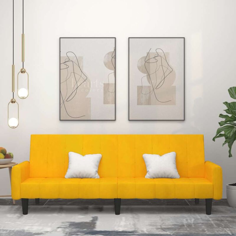 foto del prodotto vidaxl divano letto a 2 posti giallo in velluto 656877