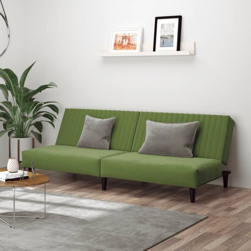 foto del prodotto vidaxl divano letto a 2 posti verde chiaro in velluto 505659
