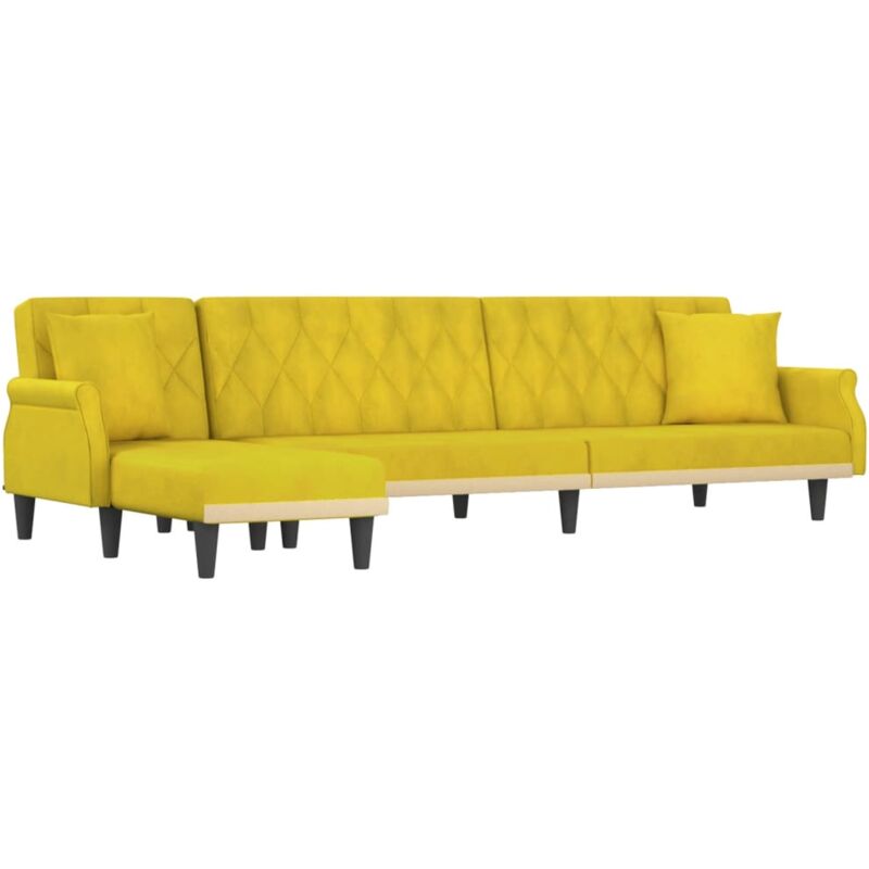 foto del prodotto vidaxl divano letto a l giallo 271x140x70 cm in velluto